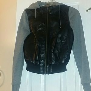 Junior, Jacket Black and Grey with Hoodie, S